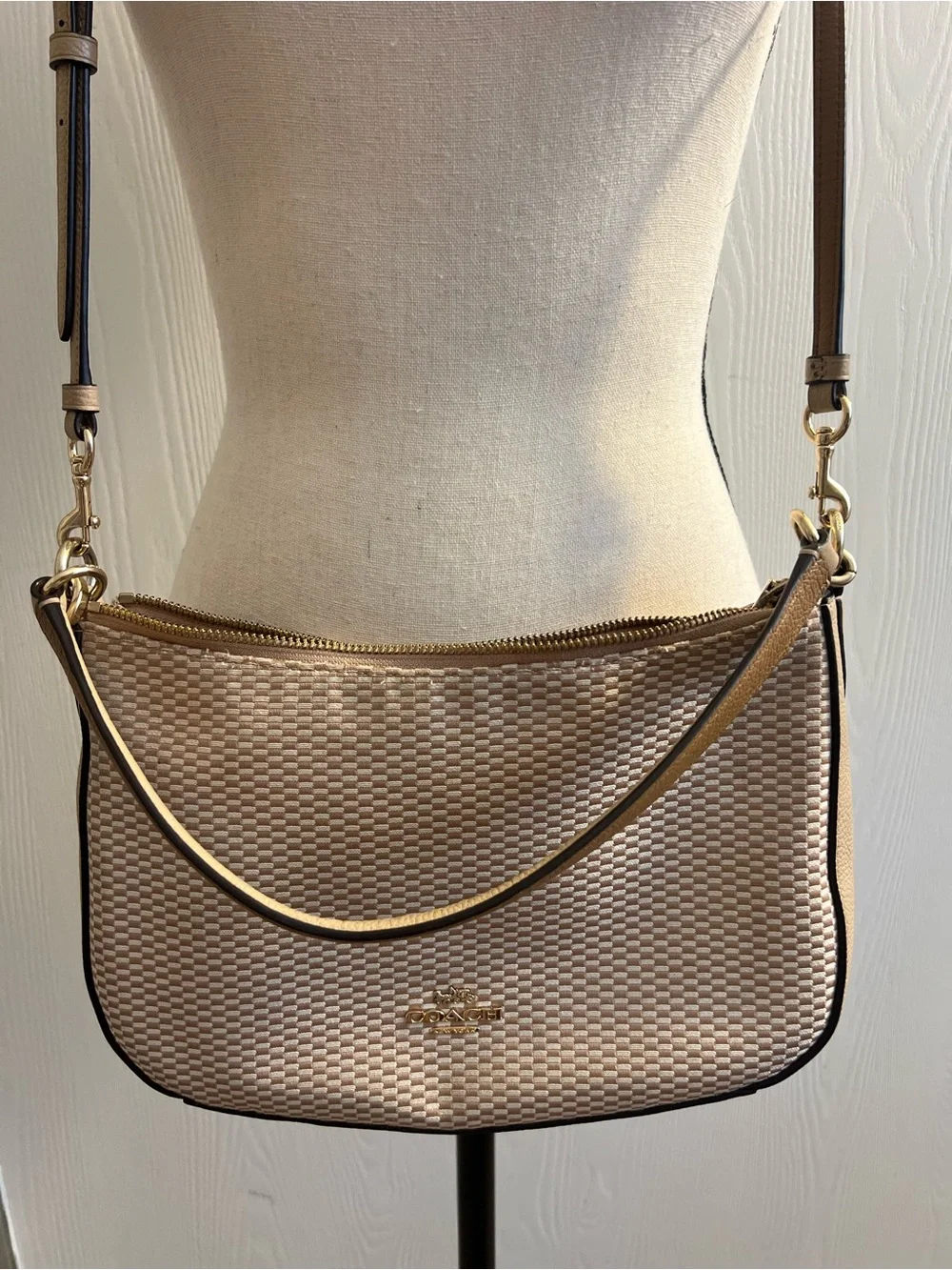 Coach Legacy Jacquard Sutton Crossbody Purse in Tan